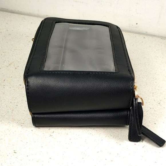 Forever Young Black Vegan Leather 3 Compartment Crossbody Cell Phone Wallet - Picture 12 of 13